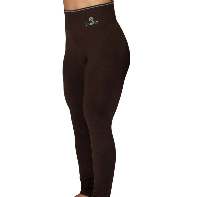 Calça Legging Fitness Sem Costura E Cós Duplo Café - DelRio