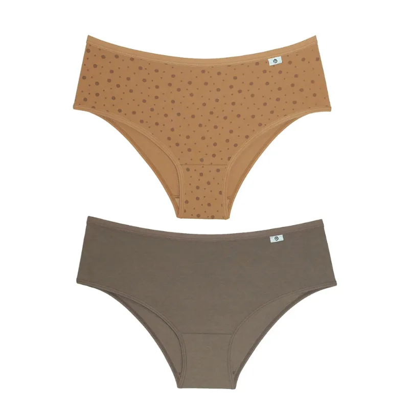 Kit 02 Calcinhas Largas Em Cotton Estampa Bolas - DelRio