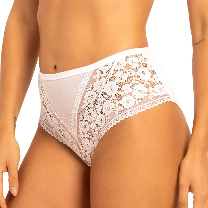 Calcinha Larga Em Sensitive Com Renda E Tule Branco - DelRio
