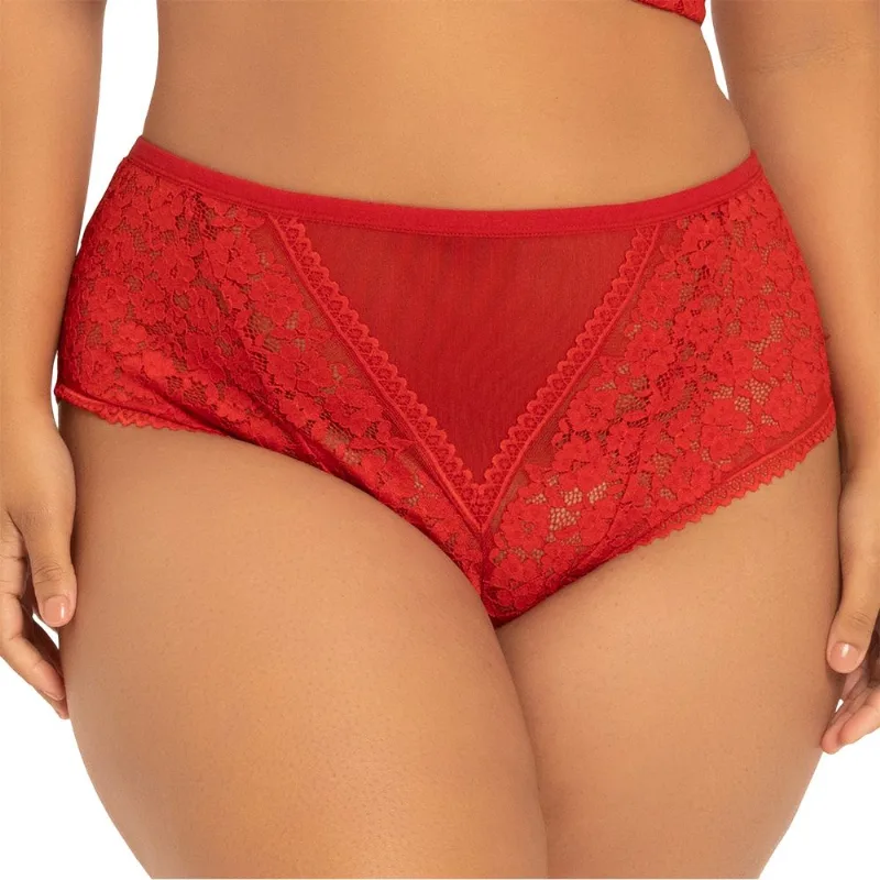 Calcinha Larga Em Sensitive Com Renda E Tule Cereja - DelRio