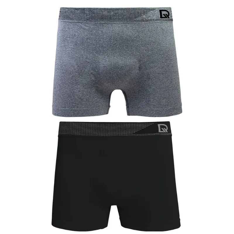 Kit 02 Cuecas Boxer Sem Costura Mescla/Preto