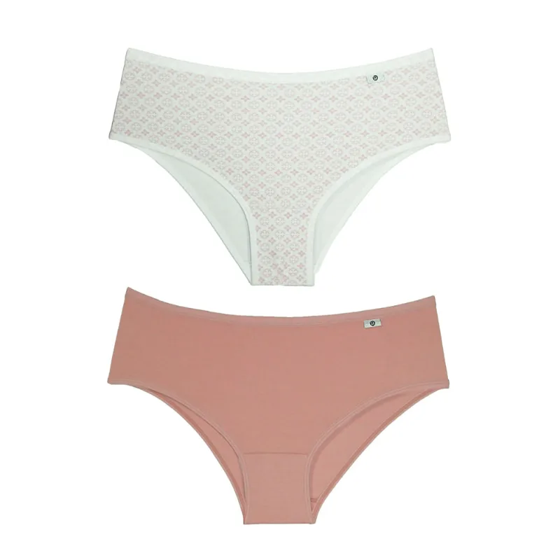Kit 02 Calcinhas Largas Em Cotton Estampa Azuleijo - DelRio