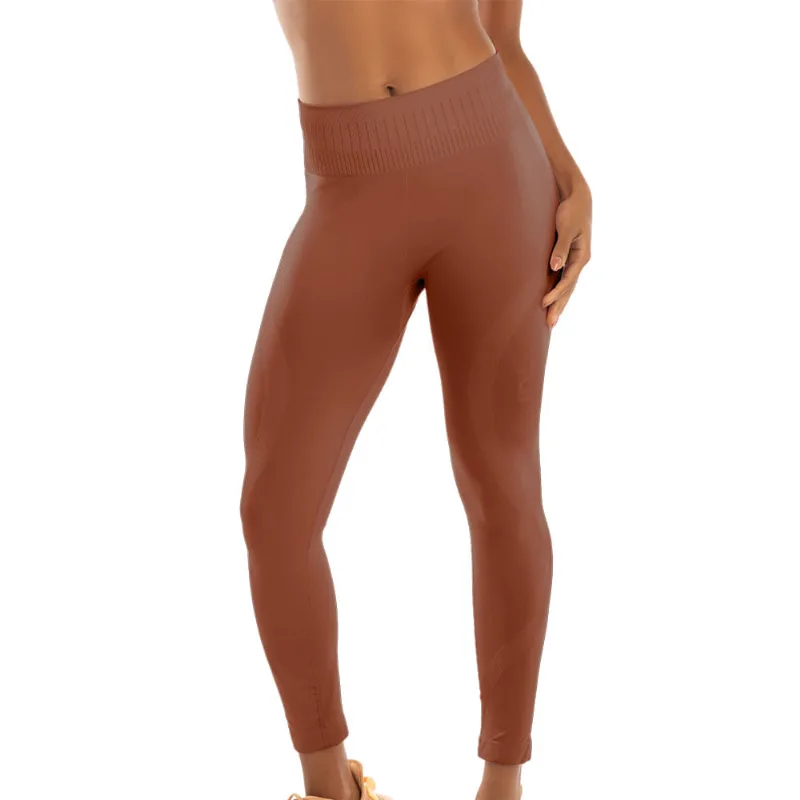Calça Legging Fitness Sem Costura Marrom Caramelo - DelRio