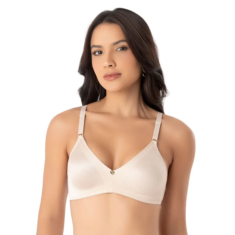 Soutien Em Microfibra Jacquard, Sem Bojo E Sem Aro Areia - DelRio