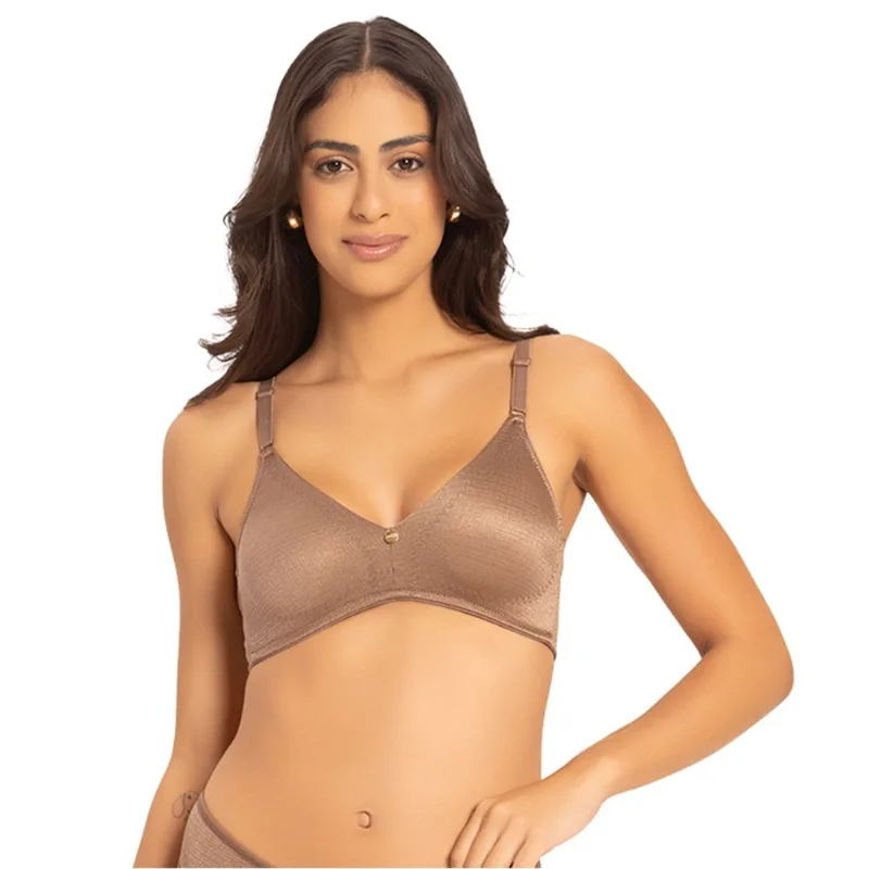 Soutien Em Microfibra Jacquard, Sem Bojo E Sem Aro Cappuccino