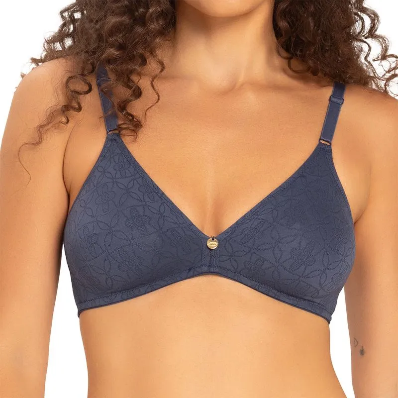 Sutiã Sem Aro DelRio Jacquard Microfibra Azul Marinho
