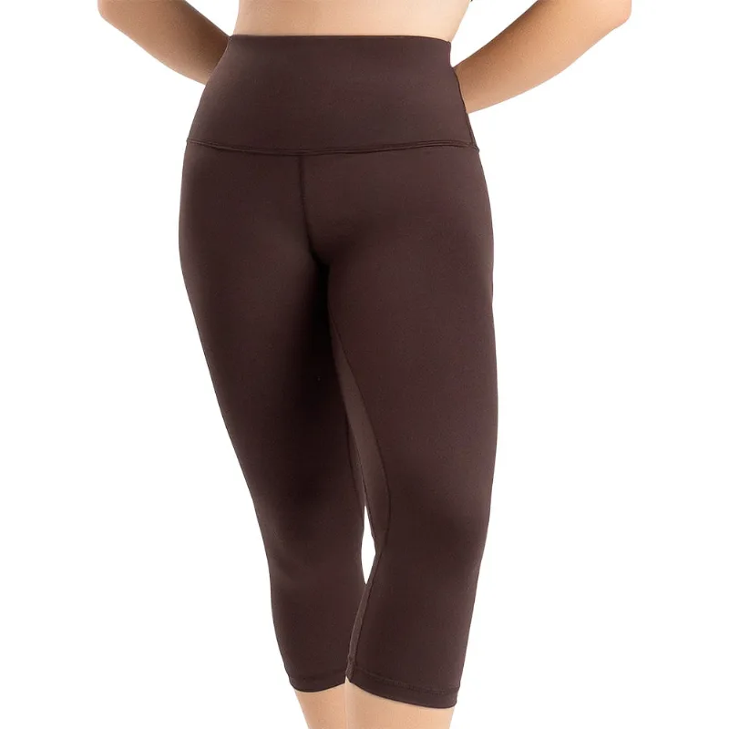 Calça Capri Fitness 3D com Pala Dupla e Bolso Invisível Café - DelRio