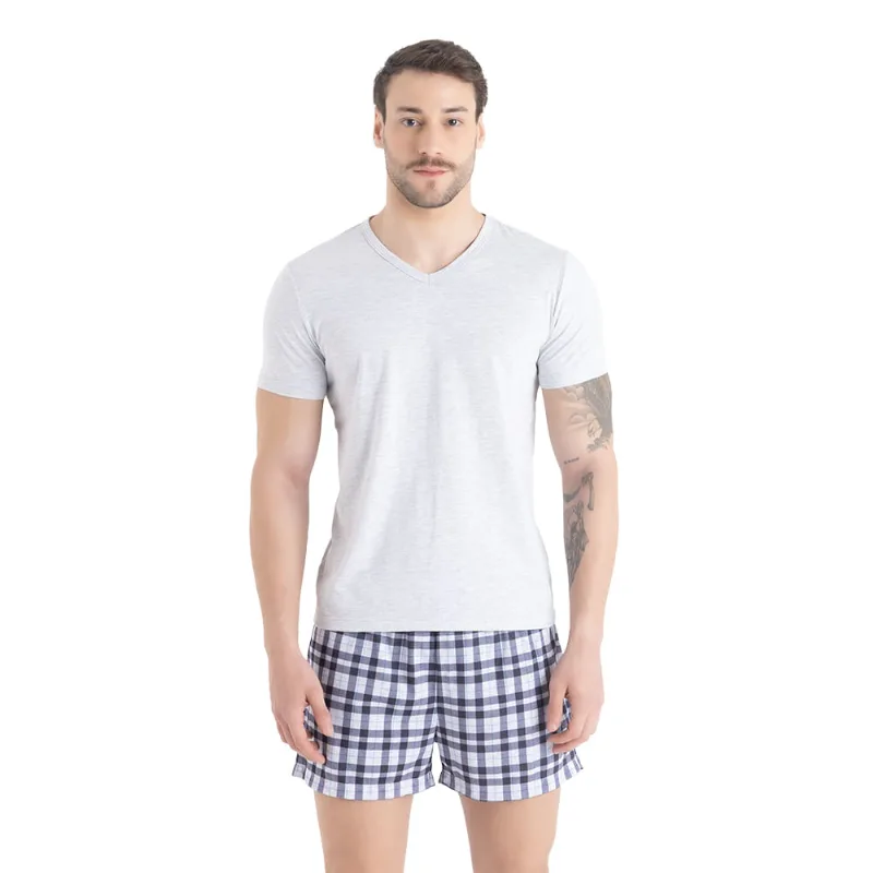 Pijama Masculino Em Meia Malha Mescla