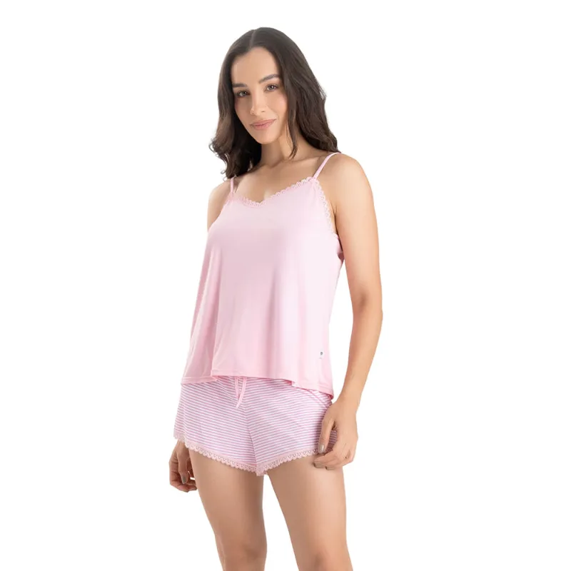 Short Doll De Liganete Listrado Chiclete