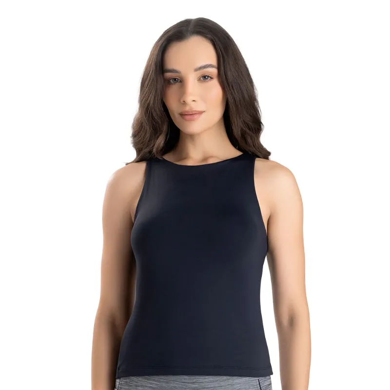 Regata Com Decote Alto Em Sensitive Opaco Preto - DelRio