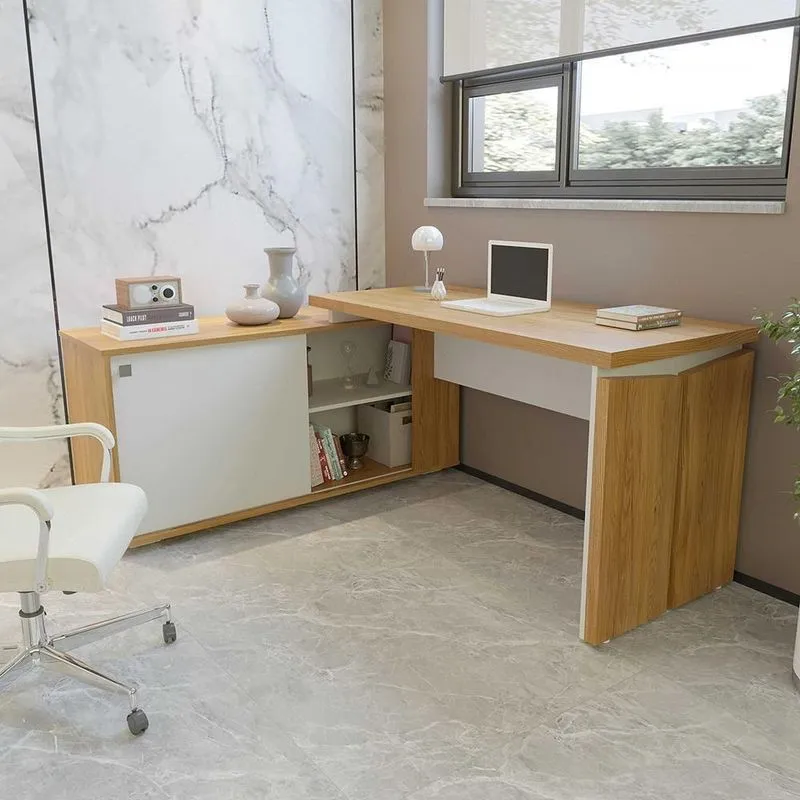 Mesa De Escritório Em L Noruega Olmo Branco