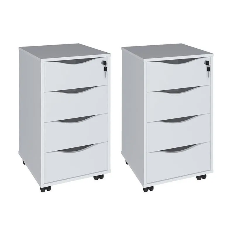 Conjunto De Gaveteiros Mansfield Branco