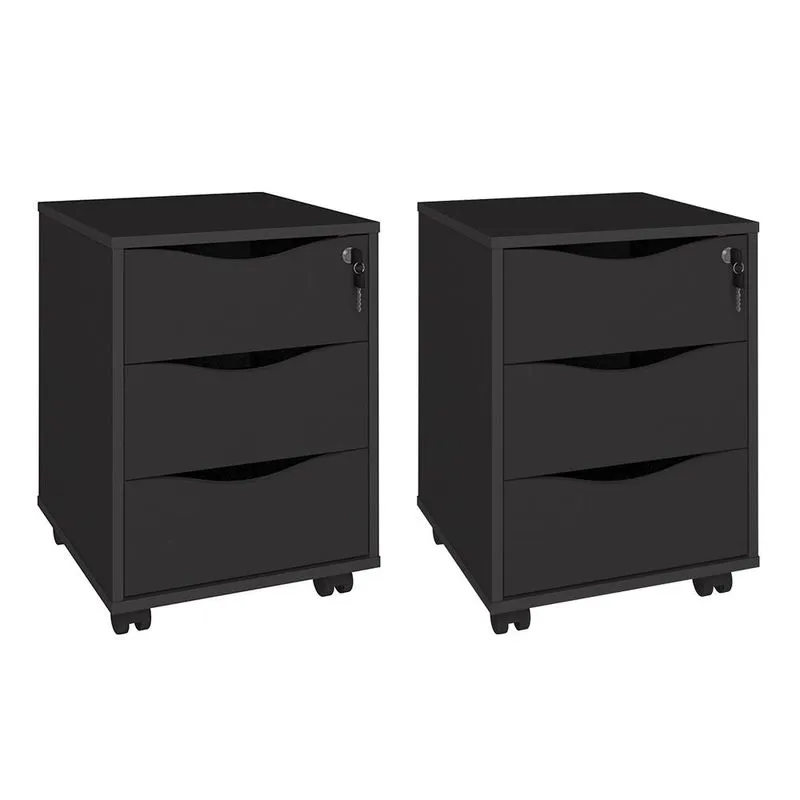 Conjunto De Gaveteiros Warrignton Preto