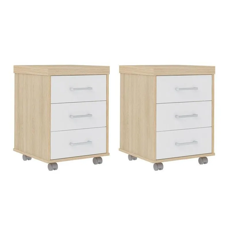 Conjunto De Gaveteiros Bournermonth Carvalho Branco