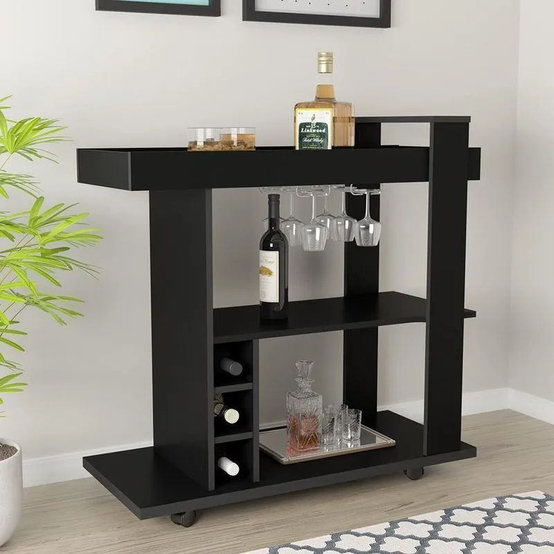 Bar Aparador 1 Prateleiras Pawnee Preto