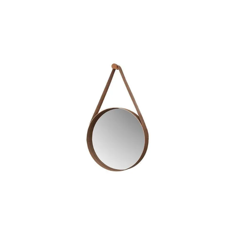 Espelho Decorativo Redondo 50 Cm Com Alça Bari Castanho