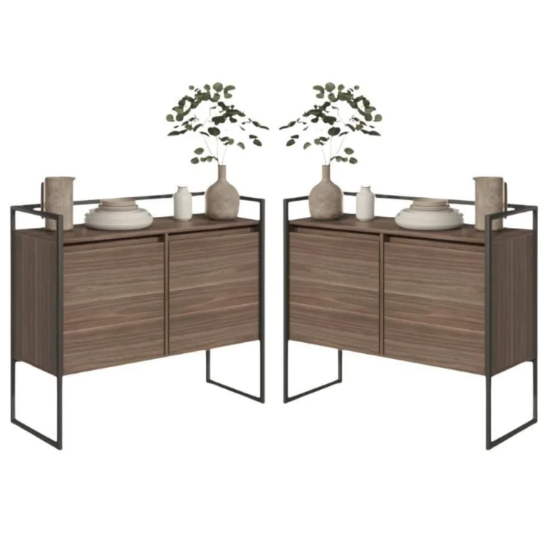 Conjunto Buffet Aparador Industrial 2 Portas Affara