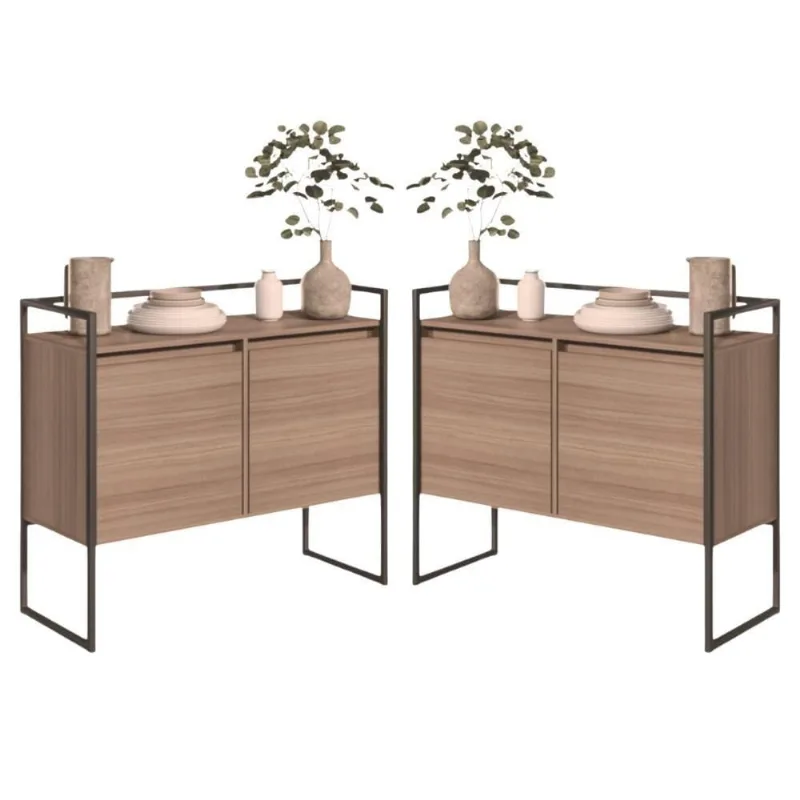 Conjunto Buffet Aparador Industrial 2 Portas Montana