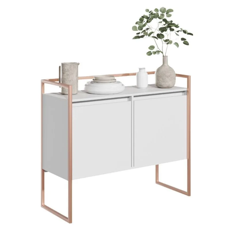 Buffet Industrial 2 Portas Sp Branco Cobre Branco Cobre