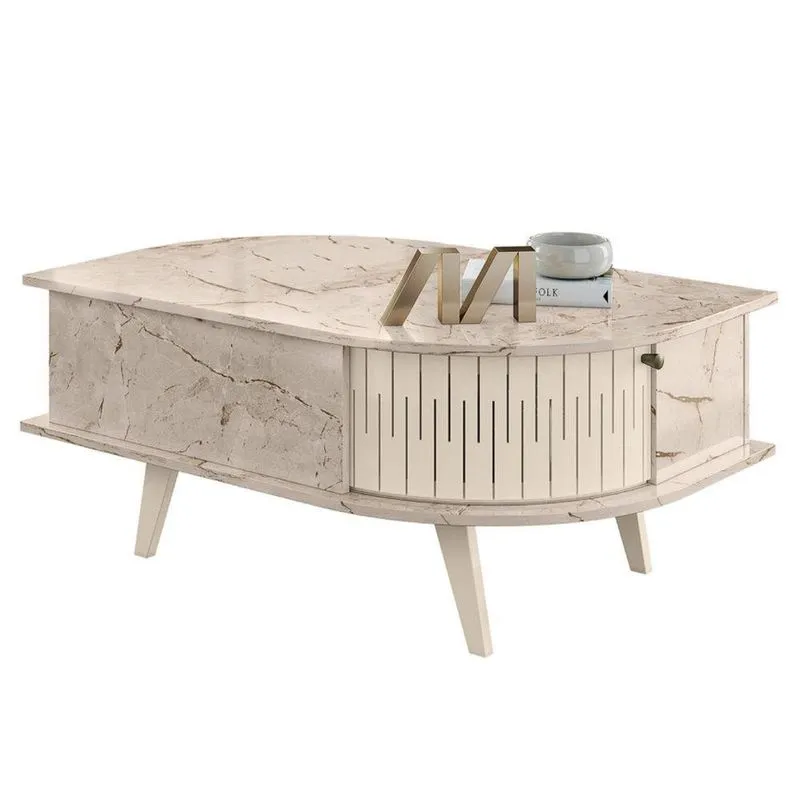 Mesa De Centro Com 1 Porta áquila Calacata Off White