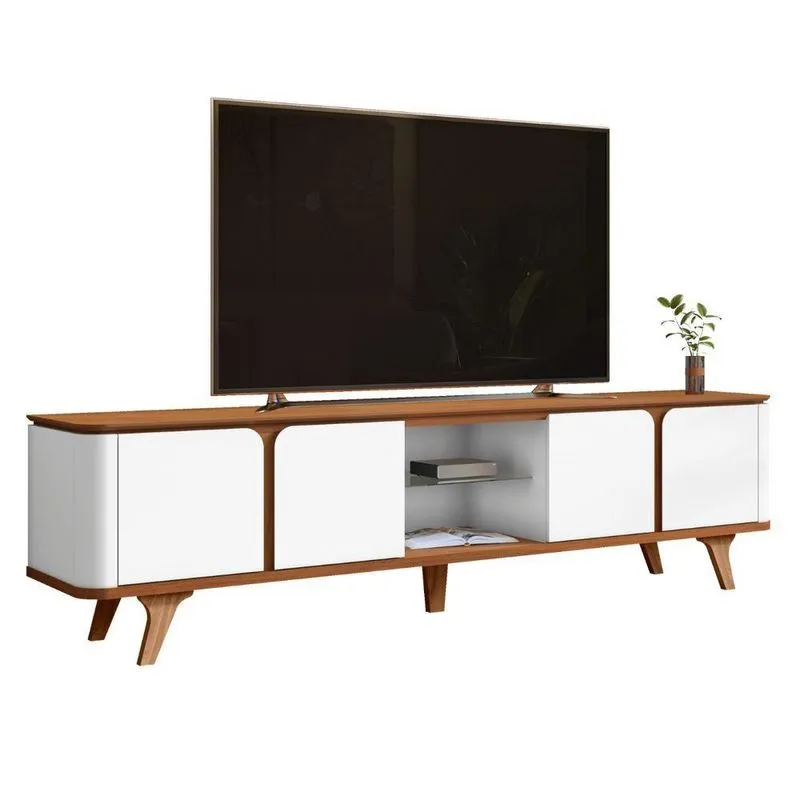 Rack Curvado Para Tvs De 60 Welch Cedro Branco