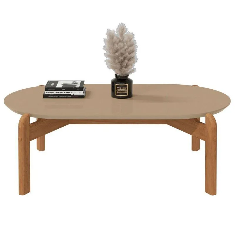 Mesa De Centro Oval Colombo Champagne Cedro