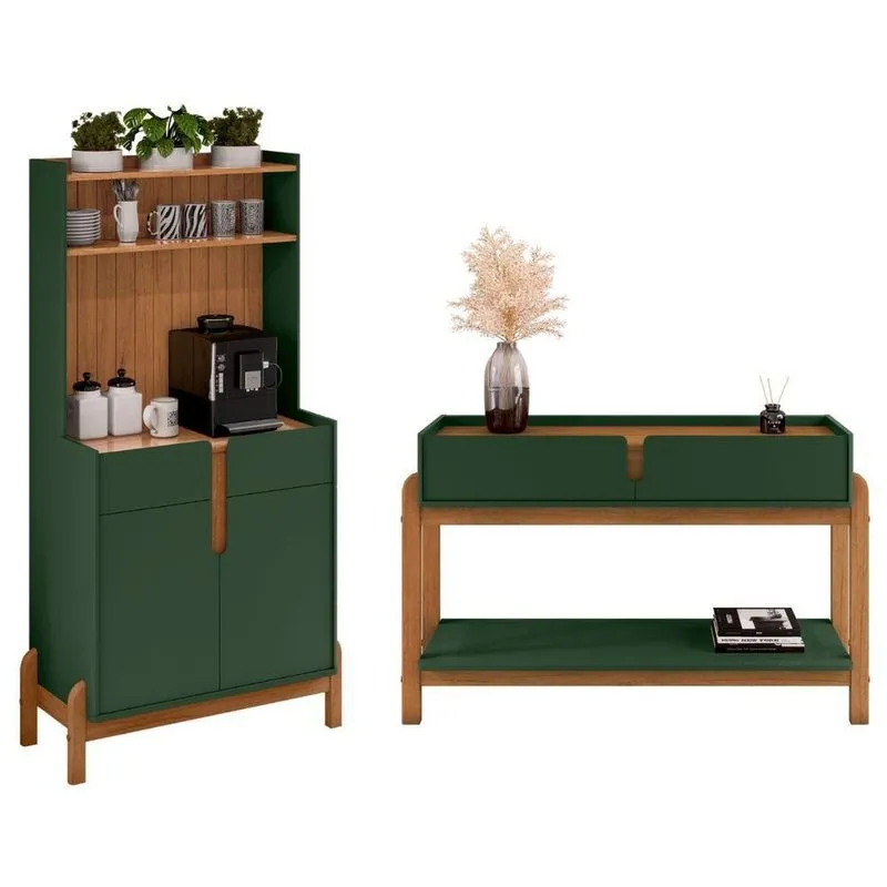 Conjunto Aparador E Cantinho Do Café Majé Verde Oliva Cedro