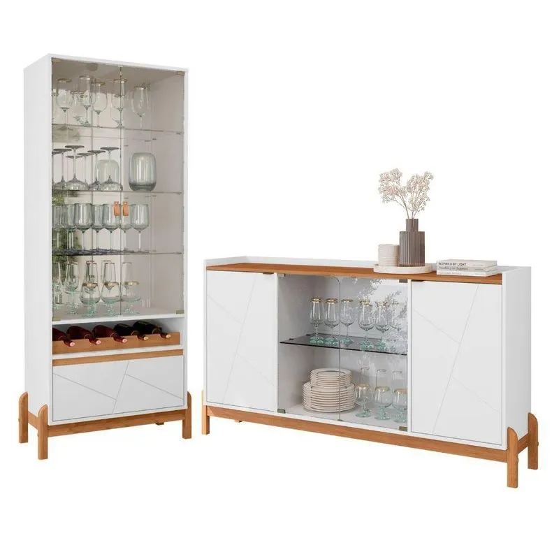 Buffet E Cristaleira Lucy Branco Cedro