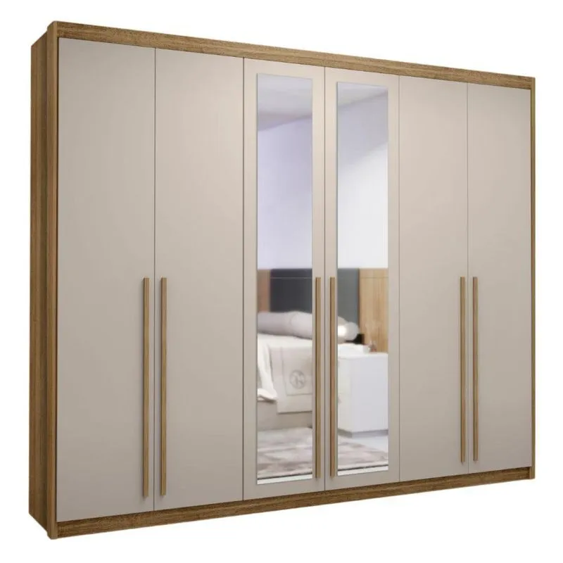 Guarda Roupa Com 6 Portas Com Espelhos Múrcia Nature Fendi