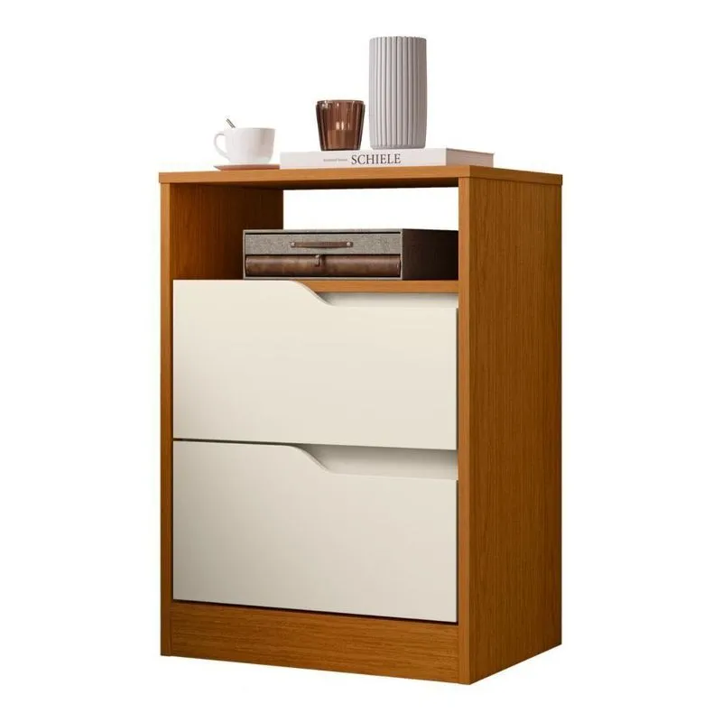 Mesa De Cabeceira 2 Gavetas Cantu Cinamomo Off White