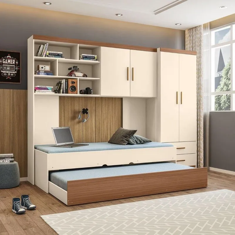 Conjunto Quarto Modulado Unissex Lens Carvalho Off White