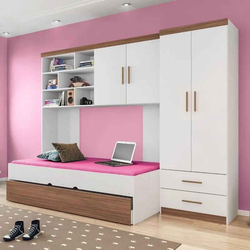 Conjunto Quarto Modulado Meninas Toulouse Branco Carvalho