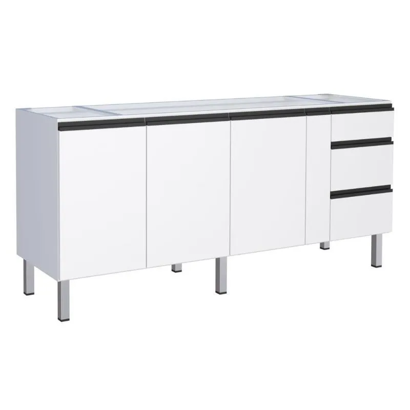Gabinete De Cozinha Para Pia 3 Portas Cambé Branco