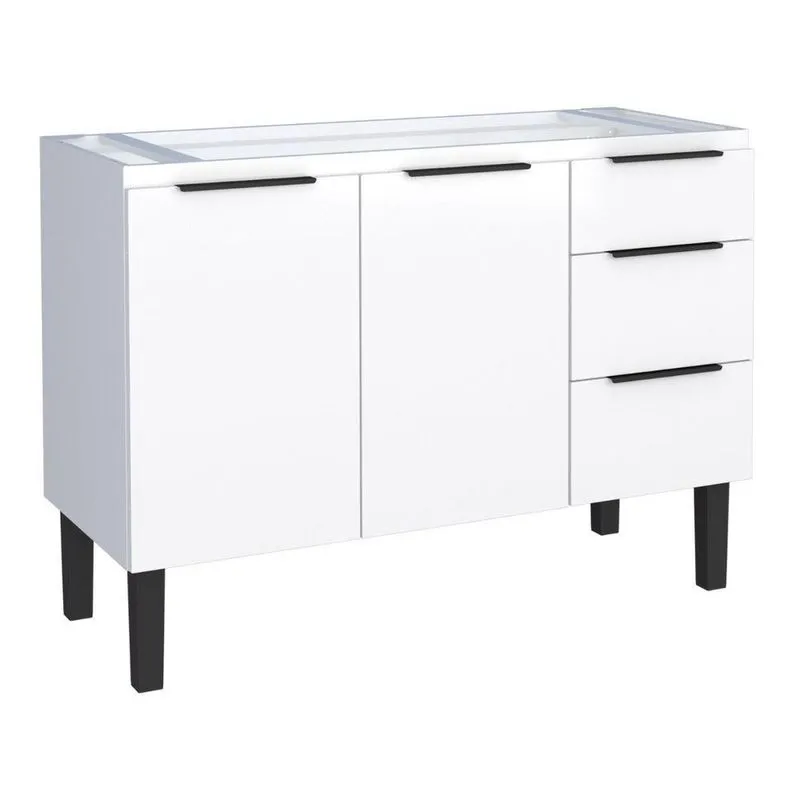 Balcão De Cozinha Para Pia 3 Gavetas Astorga Branco