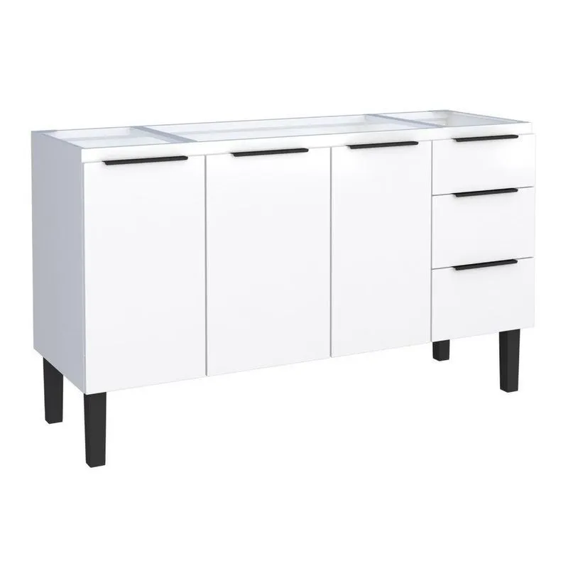 Balcão De Cozinha Para Pia 3 Gavetas Astorga Branco