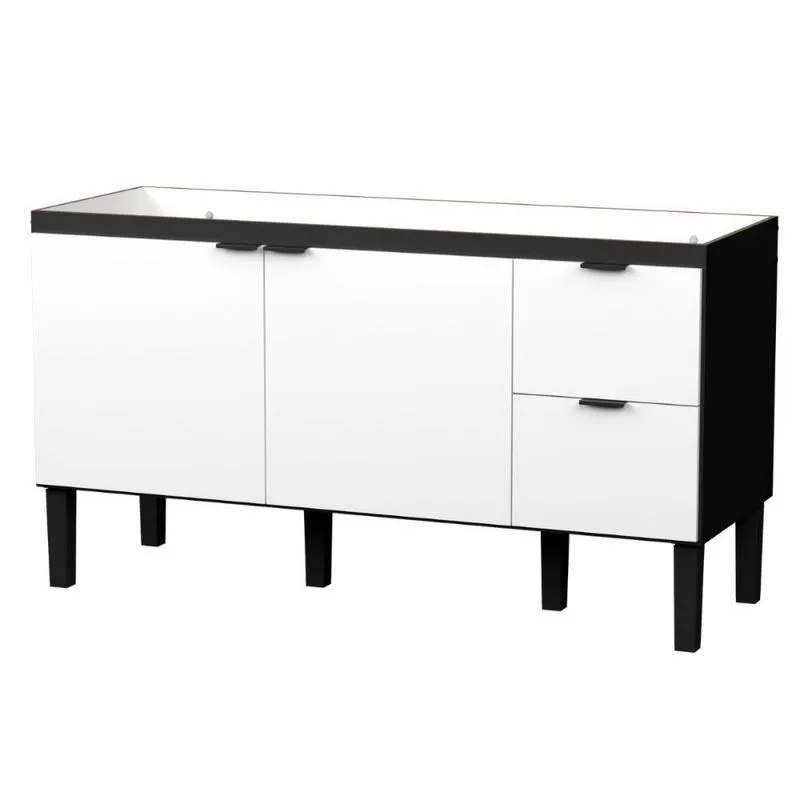 Balcão De Cozinha Para Pia 2 Gavetas Silves Preto Branco