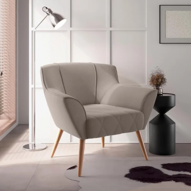 Poltrona Decorativa Mendes Inca Sépia Apoio para os Braços Bege Casa H