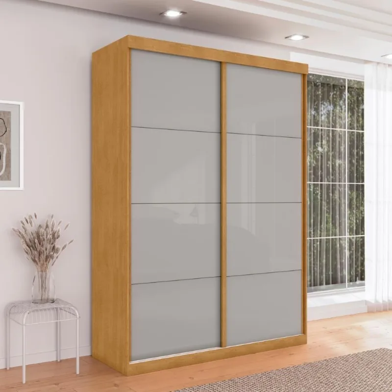 Guarda Roupa Solteiro Kassel 2 Portas de Correr 3 Gavetas Naturalle-Off White MDP