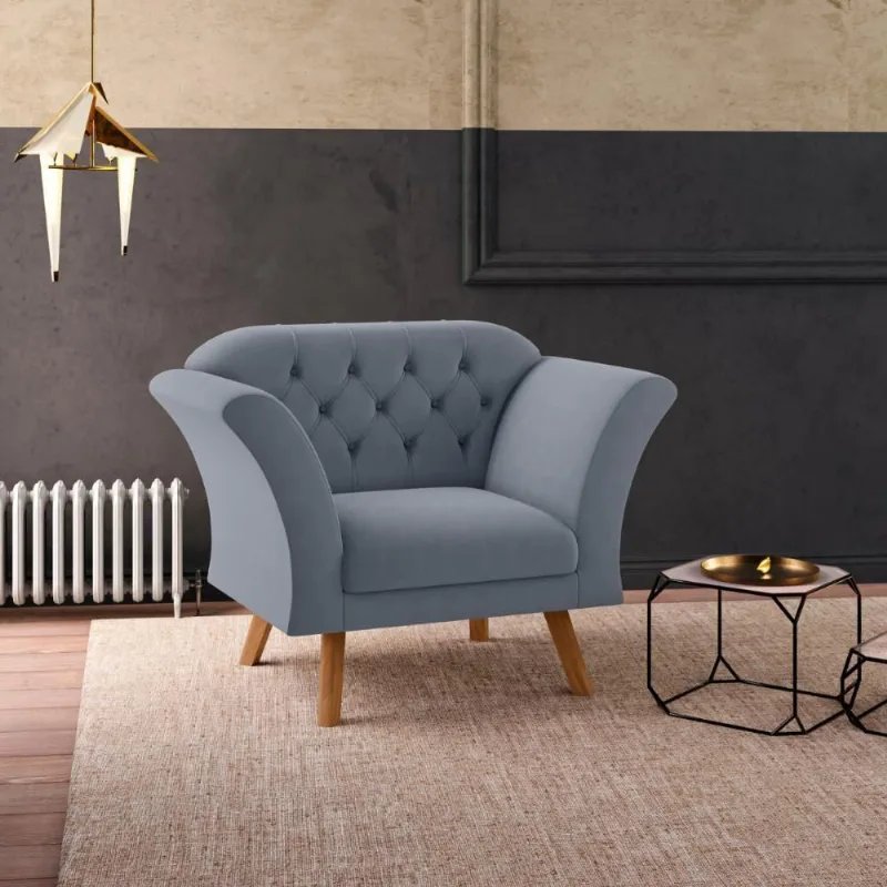 Poltrona Decorativa Roseira Inca Chumbo