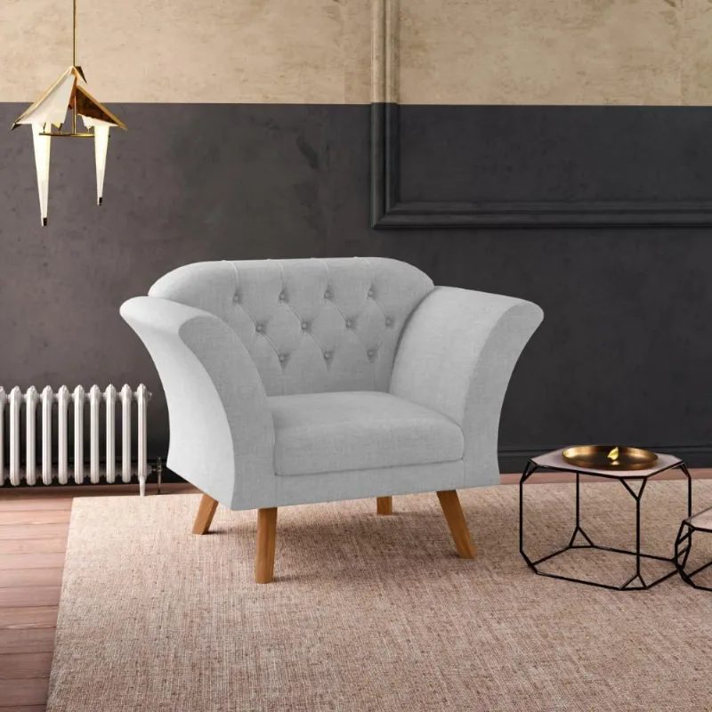 Poltrona Decorativa Roseira Linha Cinza