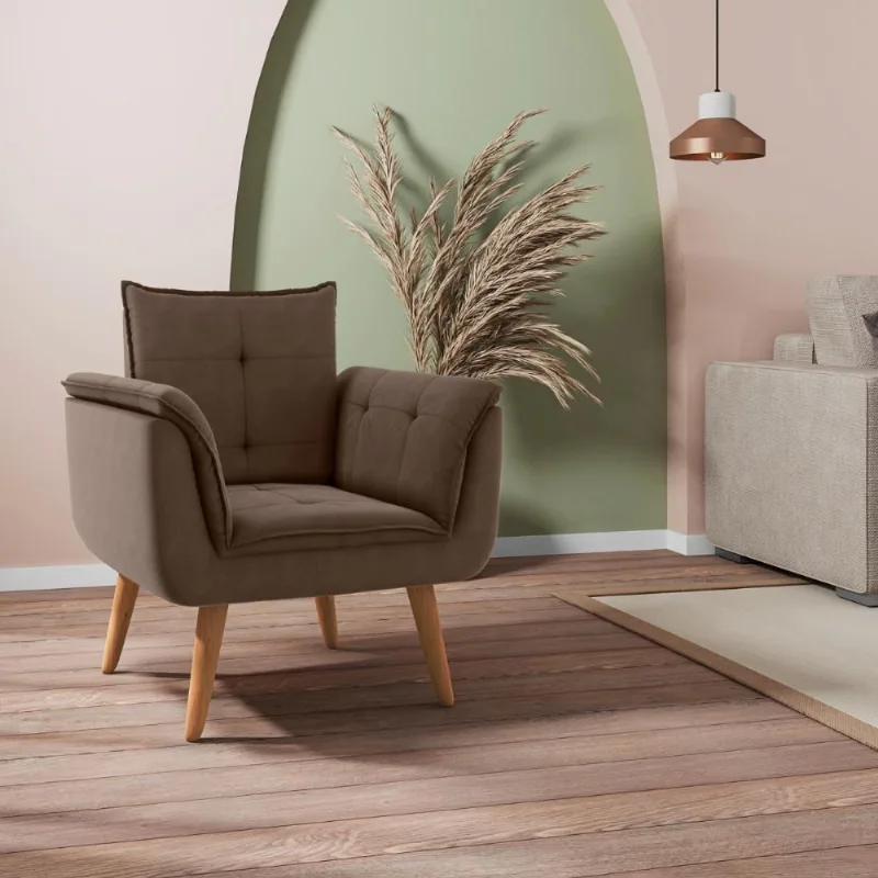 Poltrona Para Sala De Recepção Silveiras Inca Marrom