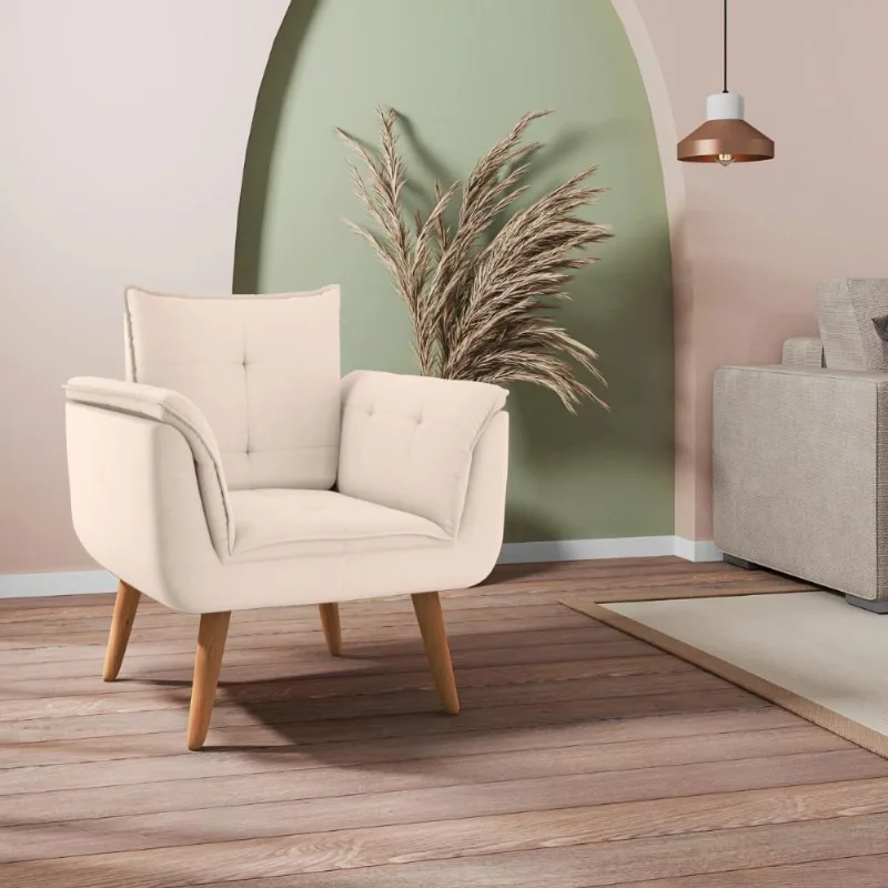 Poltrona Para Sala De Recepção Silveiras Linha Bege
