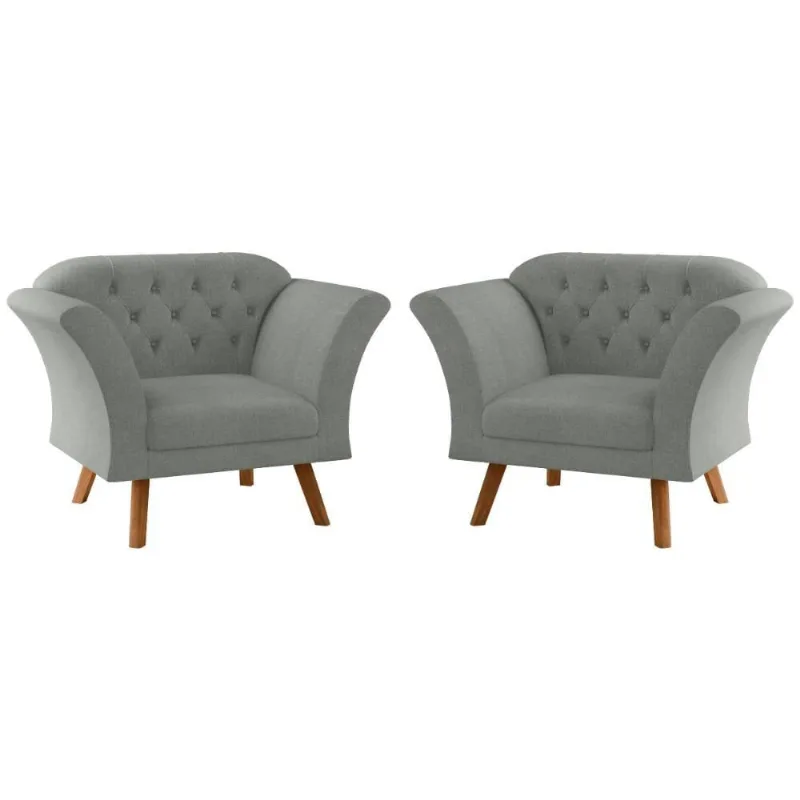 Conjunto Poltrona Decorativa Roseira Linha Grafite