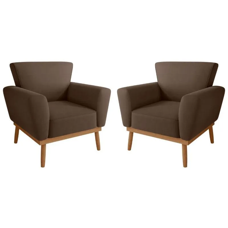 Conjunto Poltrona Para Sala De Recepção Viana Inca Marrom