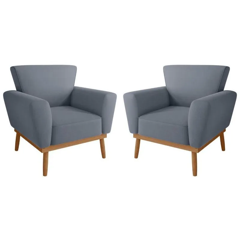 Conjunto Poltrona Para Sala De Recepção Viana Inca Chumbo