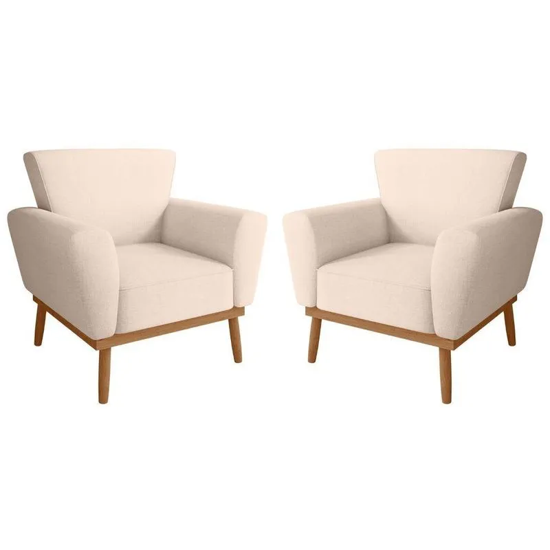 Conjunto Poltrona Para Sala De Recepção Viana Linha Bege