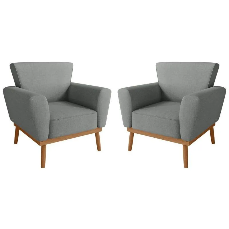 Conjunto Poltrona Para Sala De Recepção Viana Linha Grafite