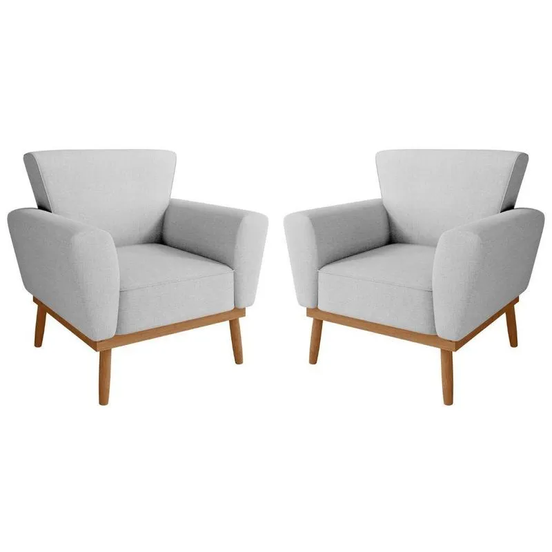 Conjunto Poltrona Para Sala De Recepção Viana Linha Cinza