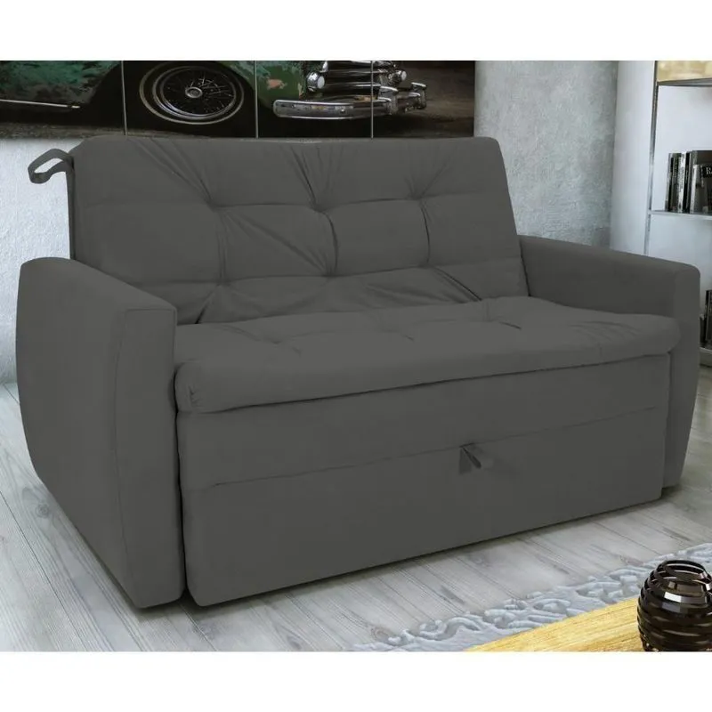 Sofá Cama Para Sala De Estar Dingle Suede Cinza