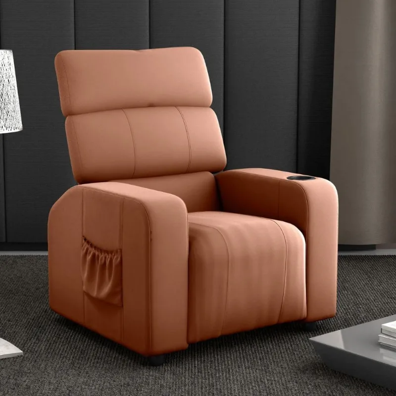 Poltrona Reclinável Hull Veludo Terracota Cor Ferrugem Casah